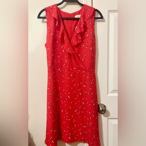 LOFT Vibrant Red Floral Dress